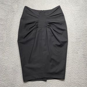 Maurizio Pecoraro Pencil Skirt Womens 6 Black Midi Pleated Wool Blend Italy